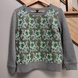 J Crew Women Wool Silk Jacquard Embroidered Sea Turtle Sweatshirt XS Art to Wear
